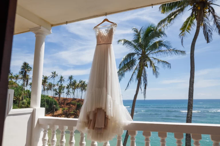 Wedding Dress on Balcony